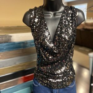 Michael Kors black sequin sleeveless top